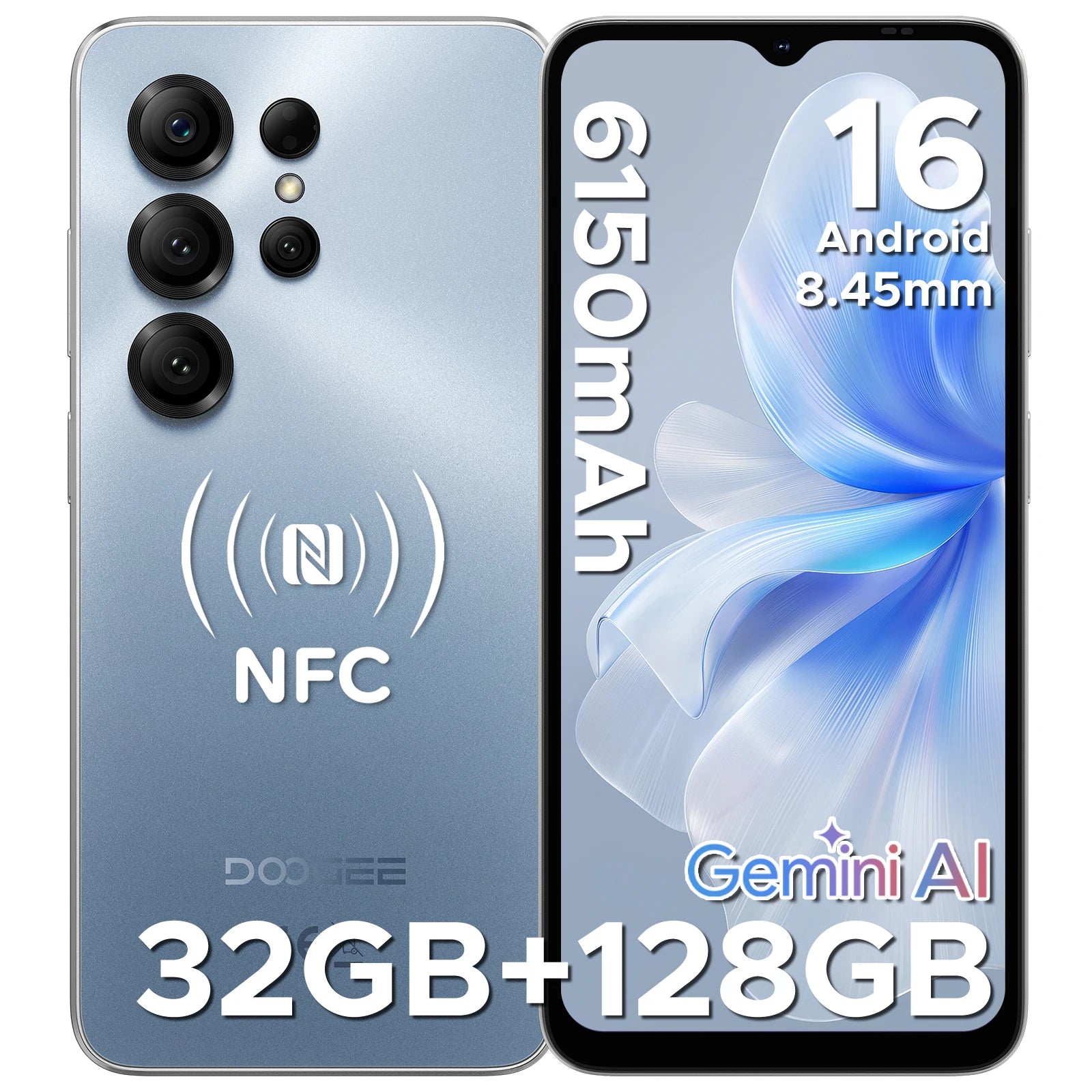 DOOGEE Note56X Pro 6.56 Inch 5G Smartphone, 128GB, 6150mAh Battery AE 4GB 128GB Blue UNITED KINGDOM Tidesmit