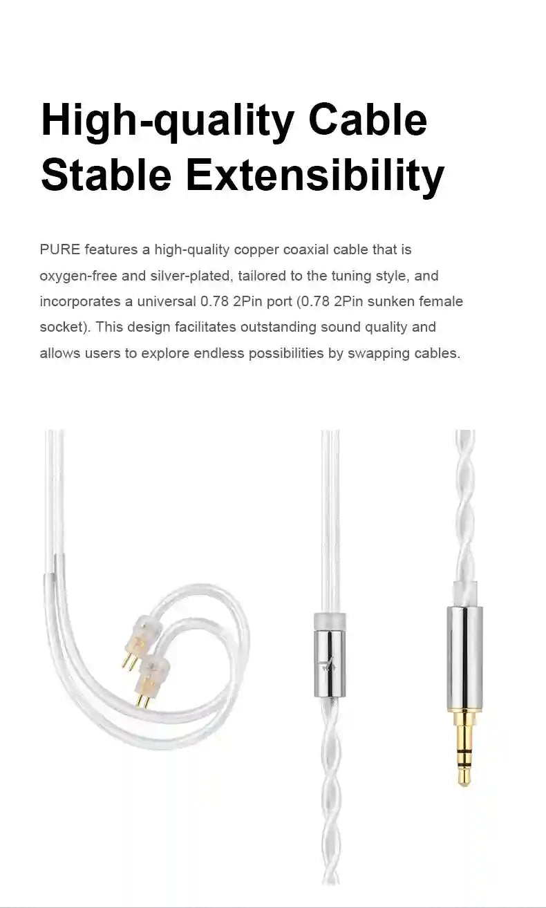 TRUTHEAR PURE Wired In-Ear Monitors | 1DD+3BA HiFi Studio Headphones Tidesmit