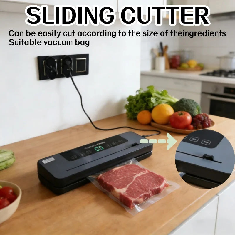 Electric Vacuum Sealer Machine Kitchen Dry/Wet Food Vacuum Sealer Home Fresh Food Storage And Built-in Cutter Ealing Machine