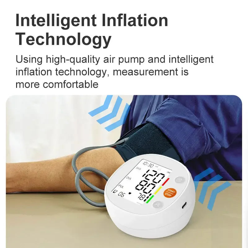 Upper Arm Blood Pressure Monitor Round Large Screen Fully Automatic High Precision Medical Grade Electronic BP Meter for Home