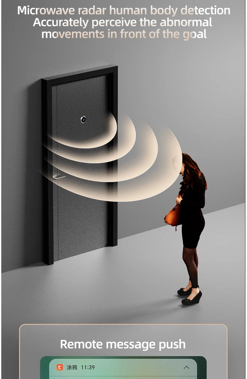 Danmini 4.3'' Visual Doorbell Peephole 1080P Camera App Remote Control Digital Cat Eye Night Vision Outdoor Monitor Door Viewer