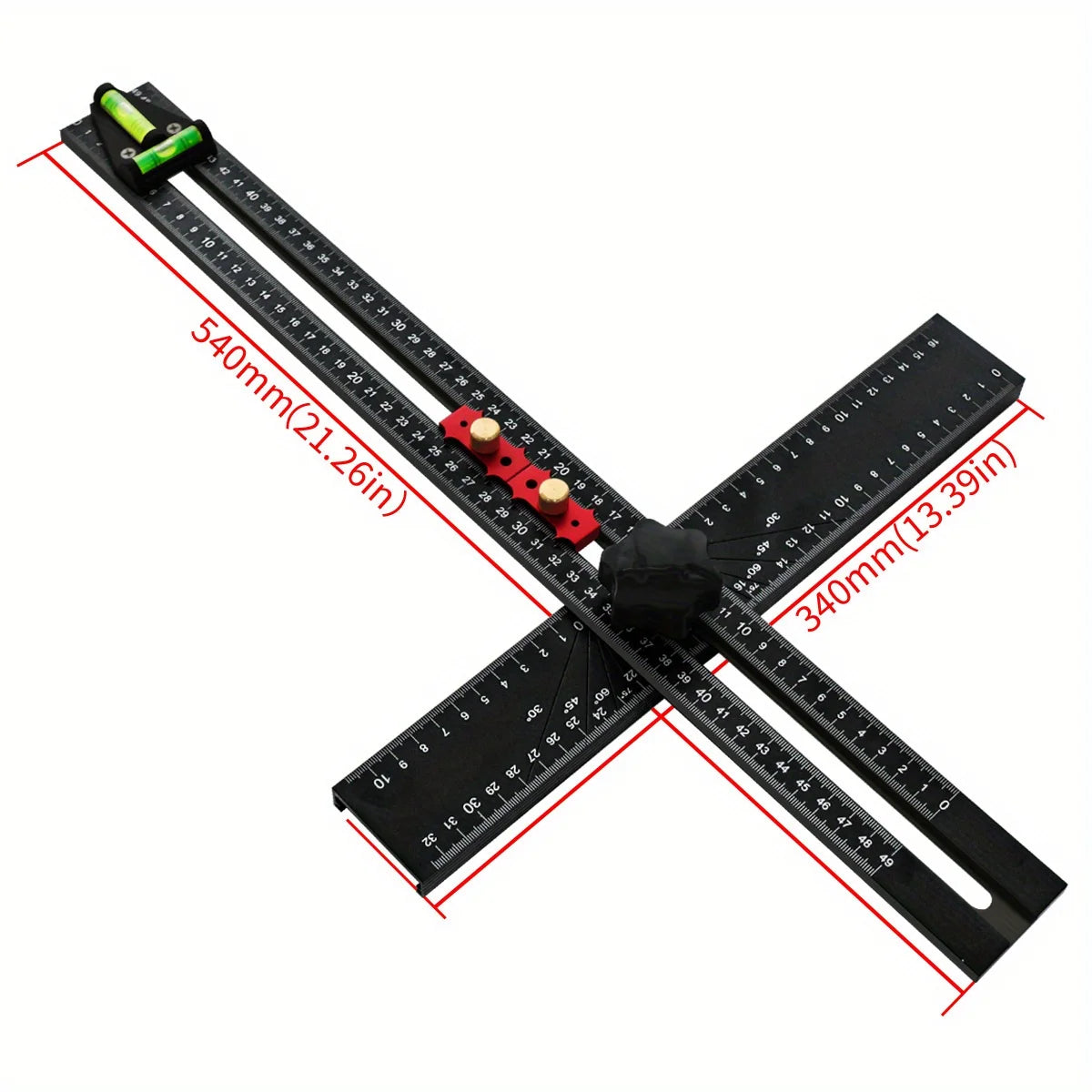 Adjustable 2-in-1 Drilling Drywall Positioning Square Ruler, Aluminum Alloy Cabinet Hardware Jig Door Hole Drilling Template