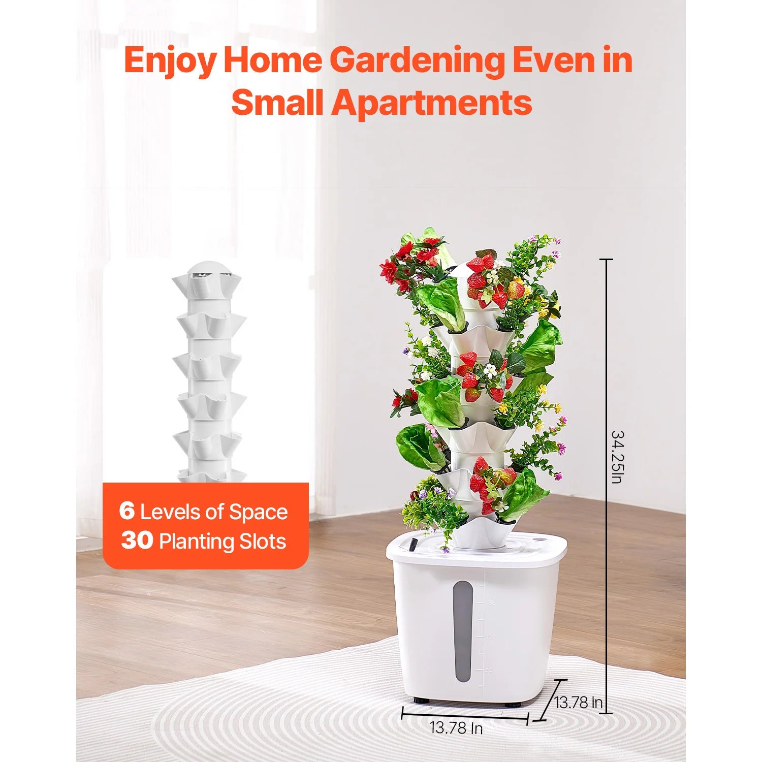 SucceBuy Hydroponic Growing System 30/50Pods Vertical 6/10 Tiers Hydroponic Tower Hydronic Garden with Water Pump