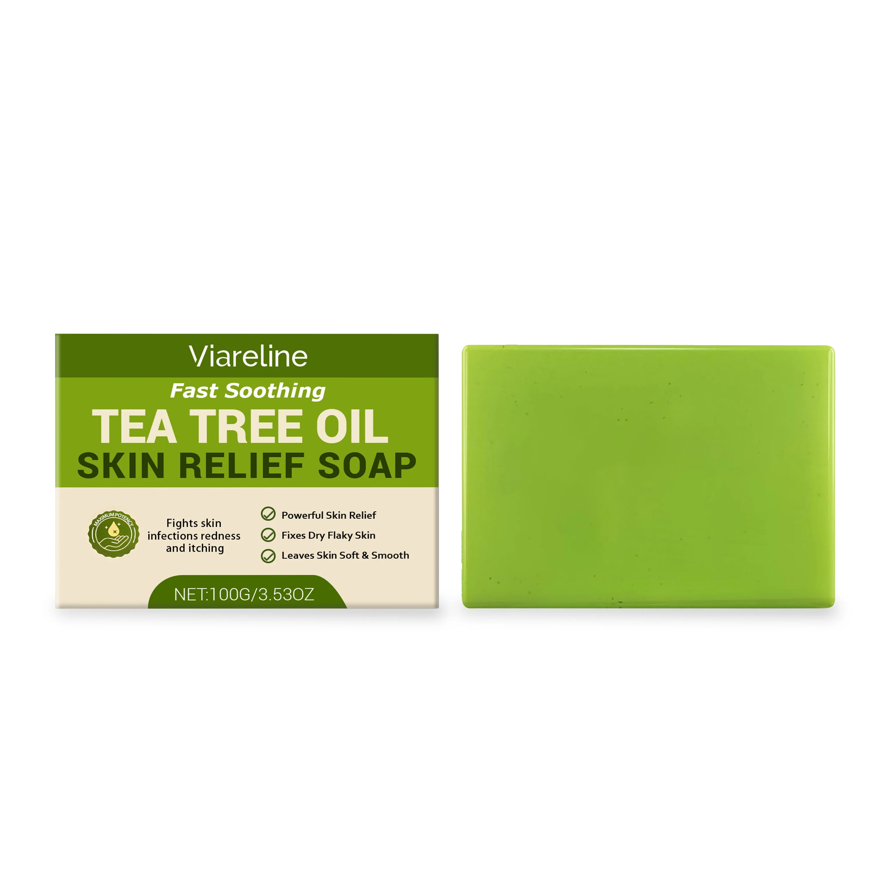 Tea Tree Oil Soap Deep Cleansing Bar - Natural Cruelty-Free Skin Care Scrubs Treatments 100g boxed Tidesmit