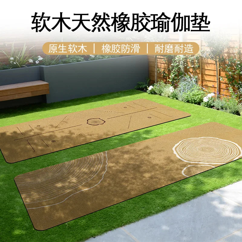 Cork yoga mat natural rubber sports wear-resistant non-slip thickened fitness home mat wholesale can be customized