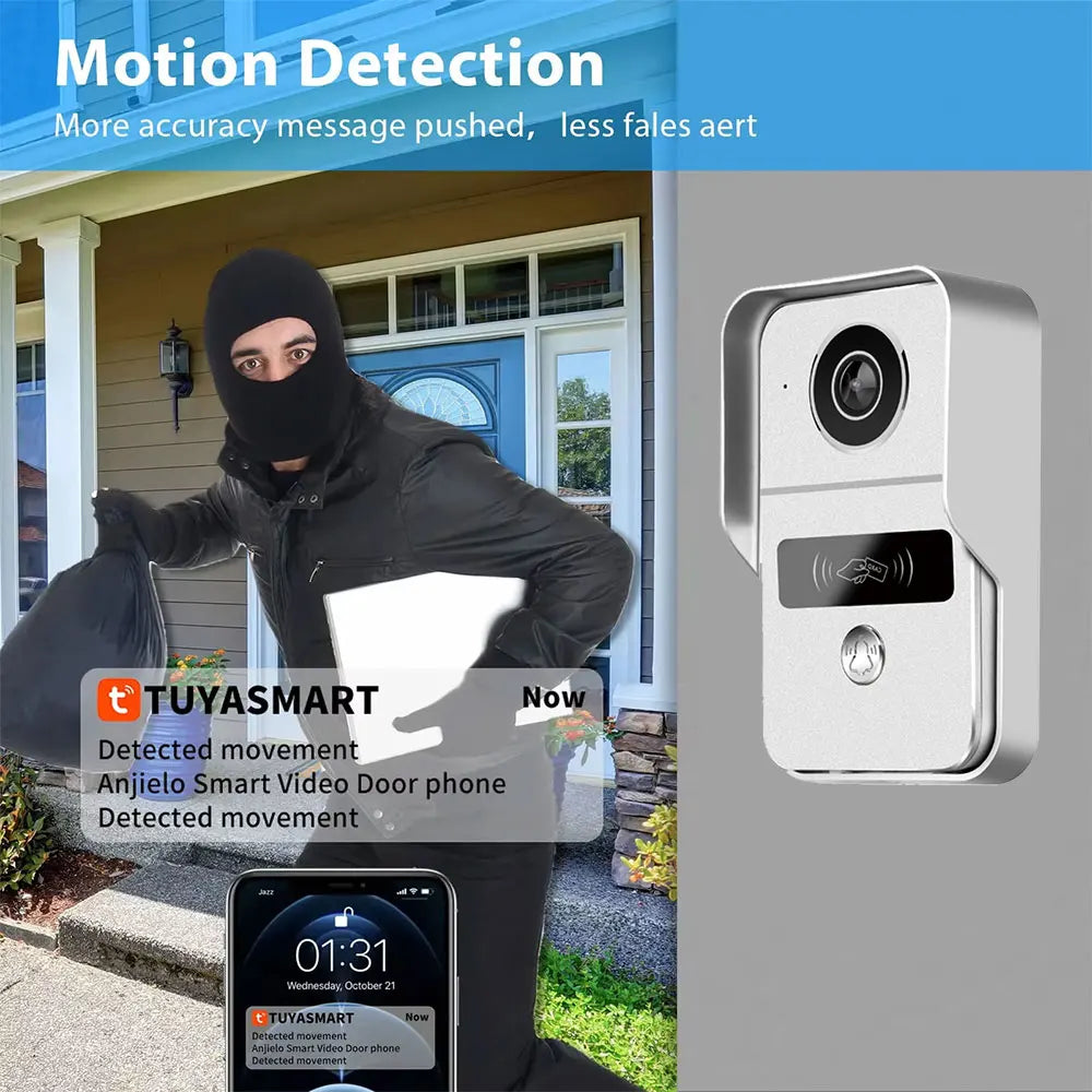 Tuya 1080P 5G Wifi 7/10 Inch 2pcs Touch Monitor for Apartment System Home Security 2 Wire Doorbell Card Swipe APP NFC unlock