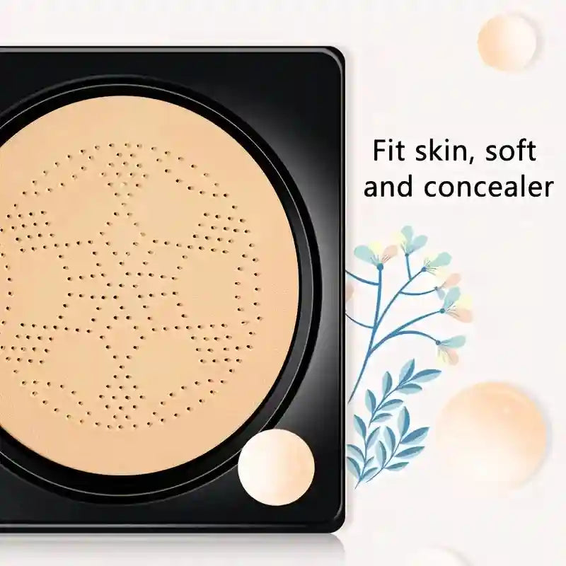 Tidesmit Mushroom Air Cushion BB cream texture close-up showing moisturizing foundation coverage and plant extracts