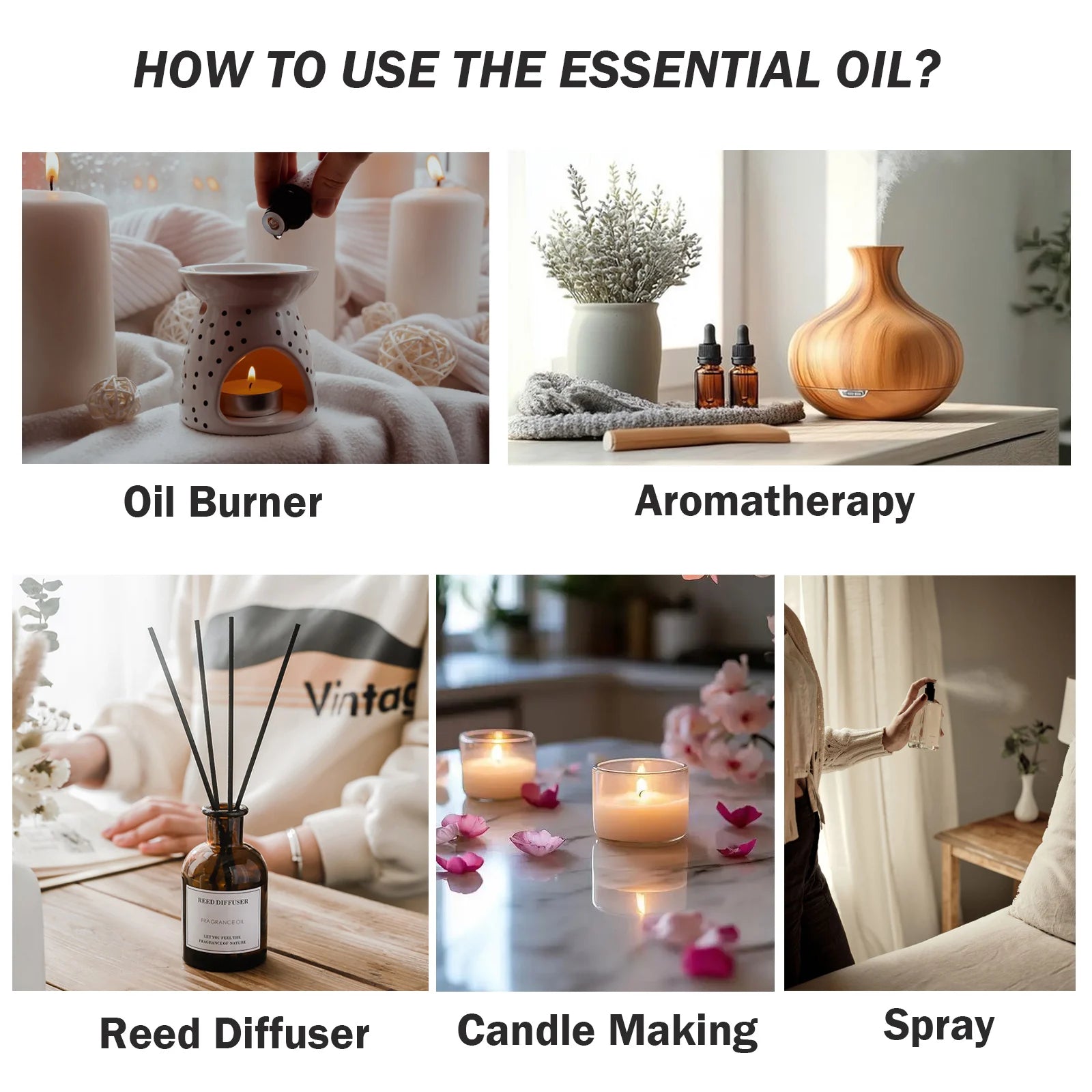 PHATOIL 100ml Lavender Peppermint Lemon Eucalyptus Lemongrass Essential Oil Natural Plant Pure Essential Oils For Diffuser