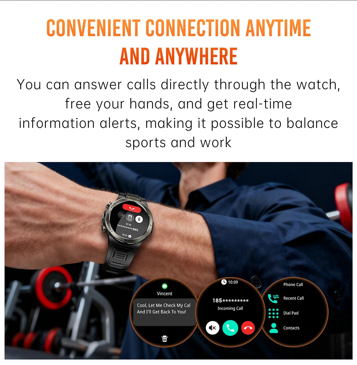 LIGE New 1100mAh Super Capacity Battery Adult Smart Watch 1.43" AMOLED Screen Call 3ATM Waterproof Outdoor Sports Men Smartwatch