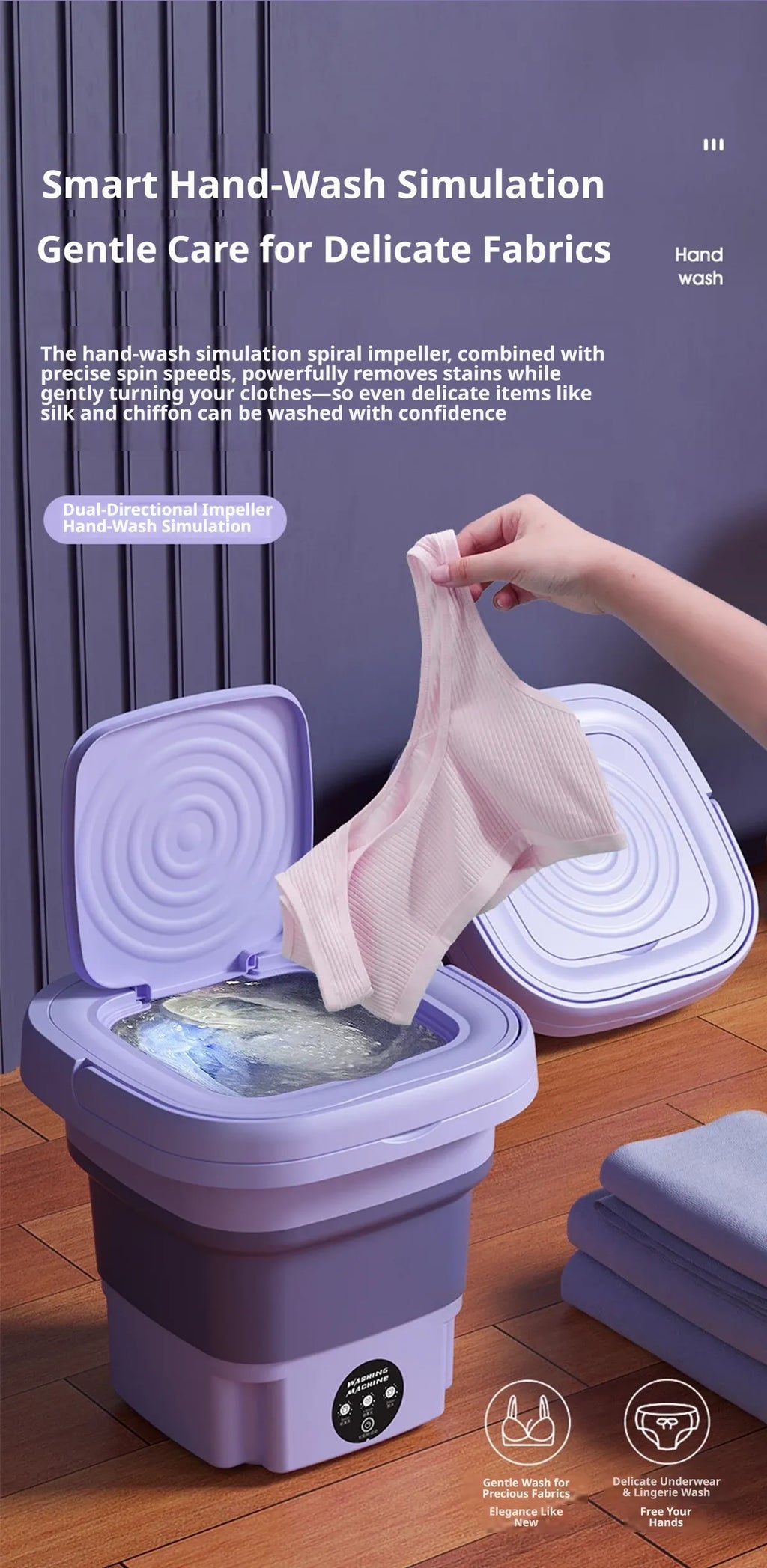 9L Collapsible Mini Washing Machine 100V-240V EU Plug