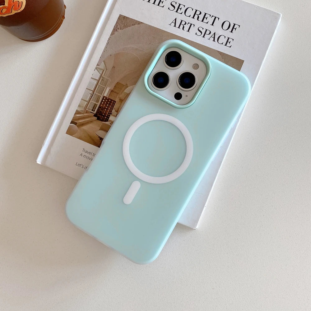 Magnetic Wireless Charging Phone Case for iPhone 16 - Slim Shock-Absorbing Cover Light blue Tidesmit