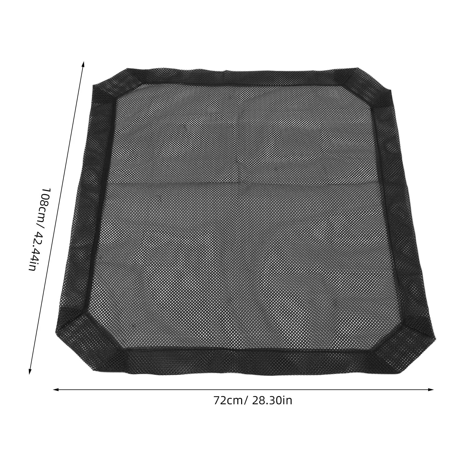 Breathable black mesh replacement cover for elevated pet bed, 108x72cm, washable and durable for dog or cat hammock.