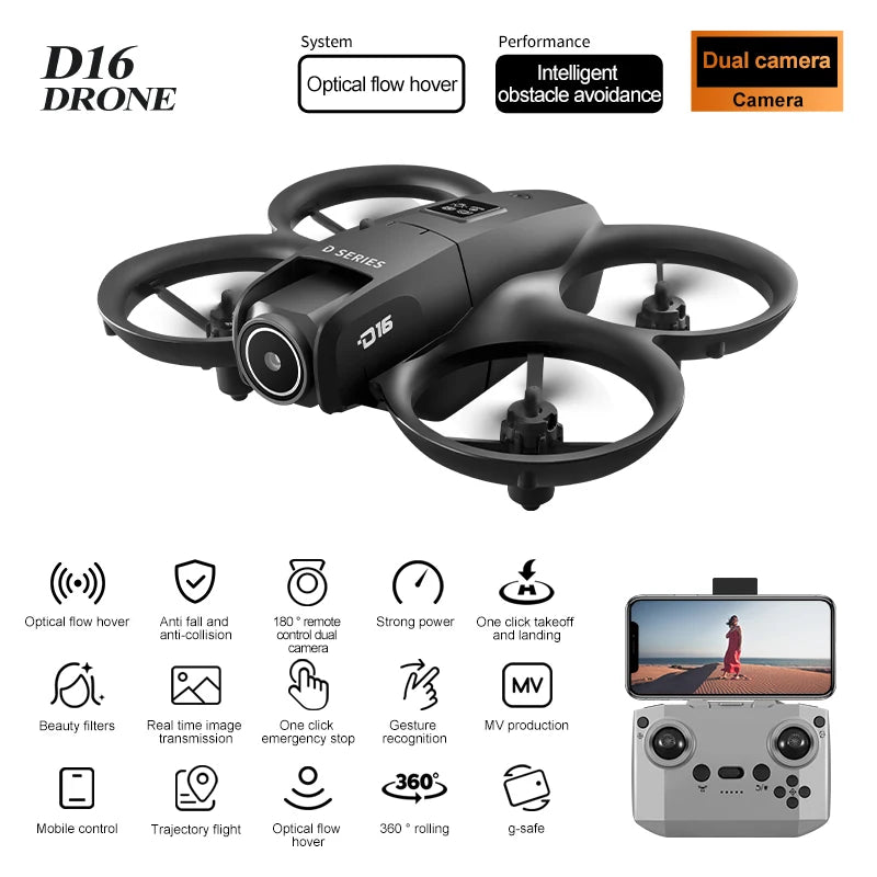 4K HD Camera Drone - Foldable GPS Drone with Obstacle Avoidance (D16 Model) Tidesmit