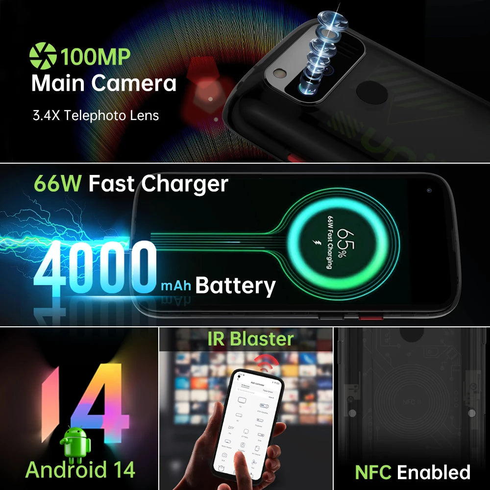 Unihertz Jelly Max 5G Mini Smartphone Android 14 Dimensity 7300 CPU 12GB 256GB 100MP Camera 4000 mAh Battery 5.05" inch Screen