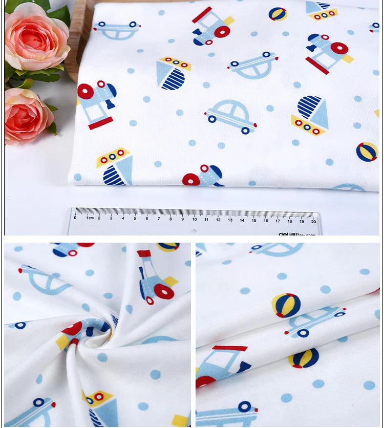 Baby Fabric Knit Jersey Print Fabric Sewing Material for Children's Garment 50*185cm Brocade Fabric Organic Fabric  Knitted