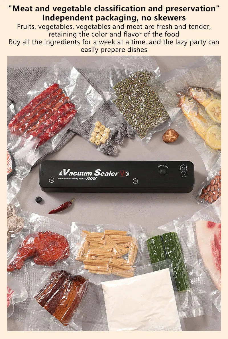 Food Sealing Machine Vacuum Sealing Machine Portable Automatic Packaging Machine Kitchen Helper Keep Food Fresh 220V For Home