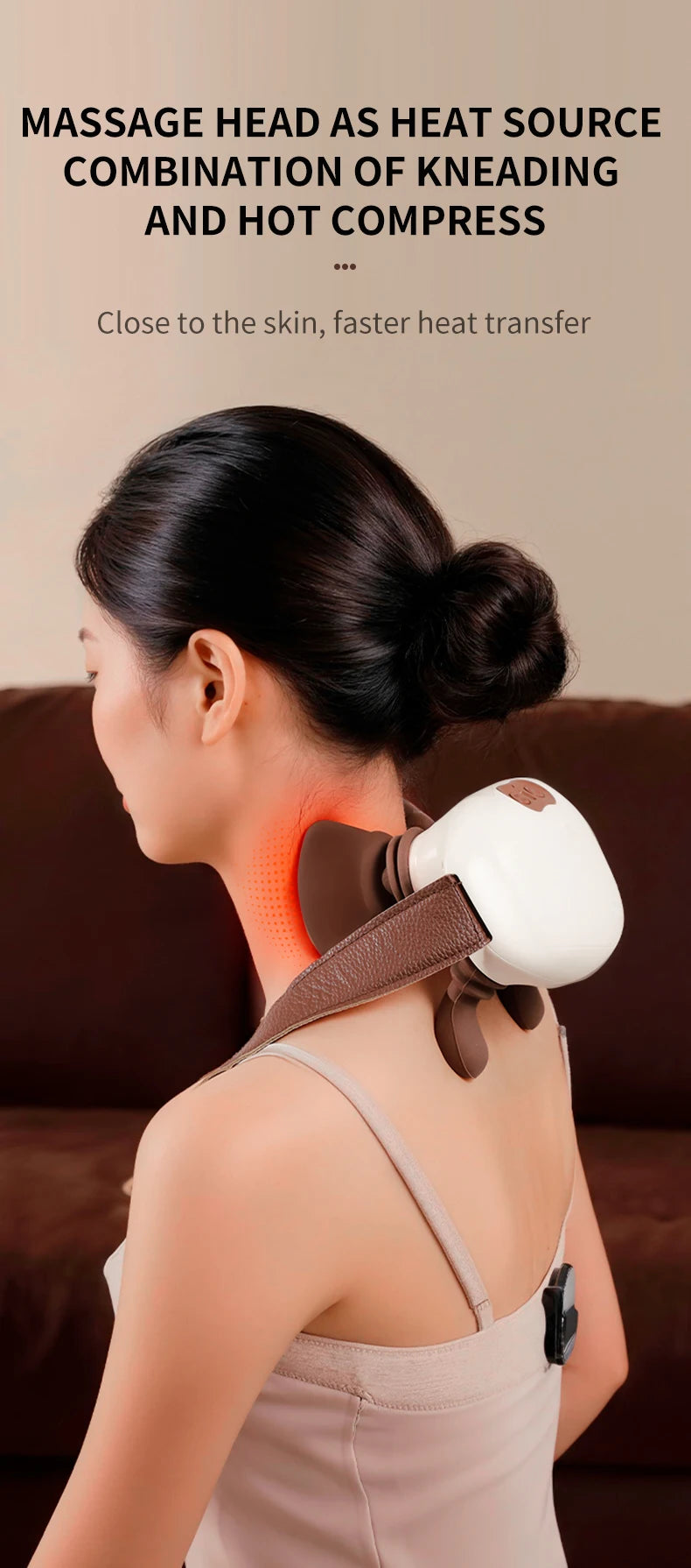 Portable Neck Massager: Deep Tissue Muscle Relief with Heat Therapy Massage Cushion Tidesmit