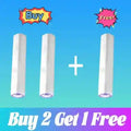 Three white, cylindrical wart removal pens against a blue background with a "Buy 2 Get 1 Free" promotional text.