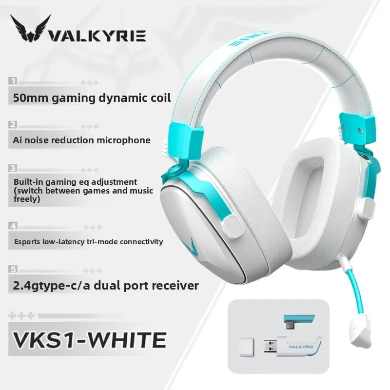 Tidesmit VK S1 Wireless Gaming Headset: Low Latency 15ms Audio VK S1-WHITE Tidesmit