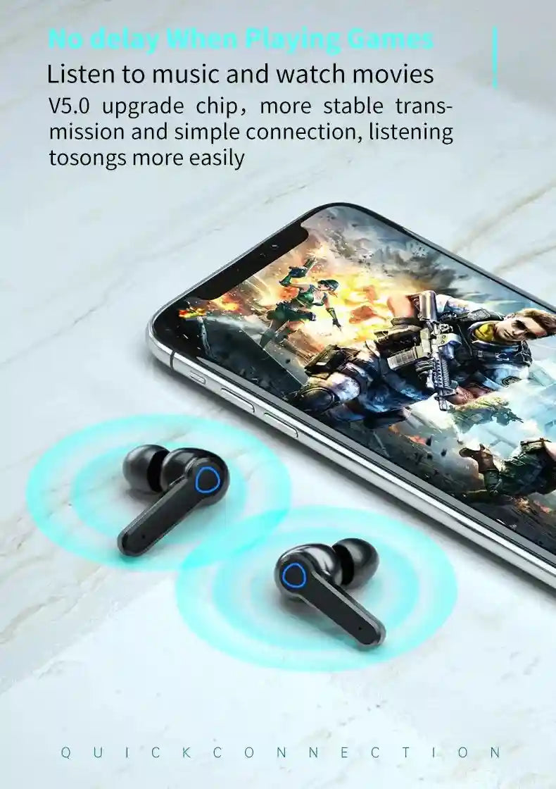 Wireless Bluetooth Gaming Earbuds with Active Noise Cancellation - Black Tidesmit