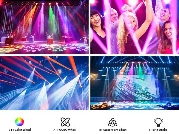 150W LED Moving Head Light RGB Beam Effect Lights DMX512 Stage Lighting Projector for Live Show Concert Bar Club Theater Wedding