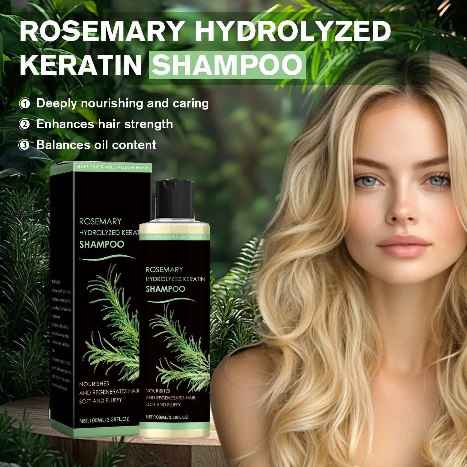 Organic Rosemary Shampoo for Hair Growth Natural Thickening & Strengthening Shampoo with Hydrolyzed Keratin Hair Care