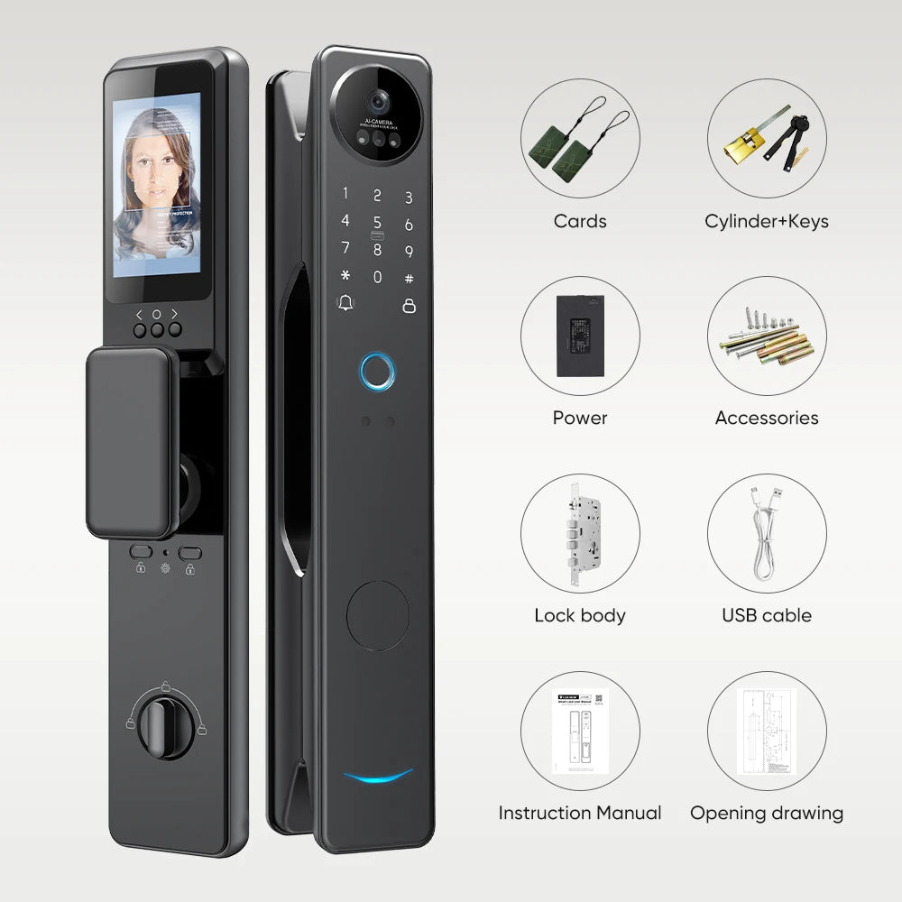New Redesign Technology Cerradura Digital Finger Print Palm Vein Smart Door Lock With Camera And Fingerprint