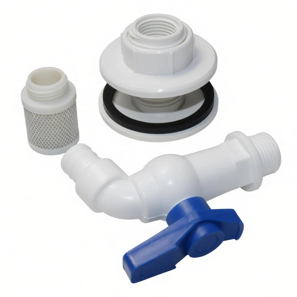 3Pcs Kit Garden 1/2" Stainless Steel Filter+1/2" Flange Water Tank Through Plate+1/2 "Plastic Irrigation Faucet, Fish Tank