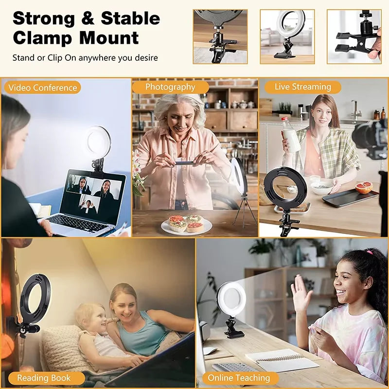 Clip-On 6-Inch LED Ring Light for Phone & Webcam - LED-001 Tidesmit