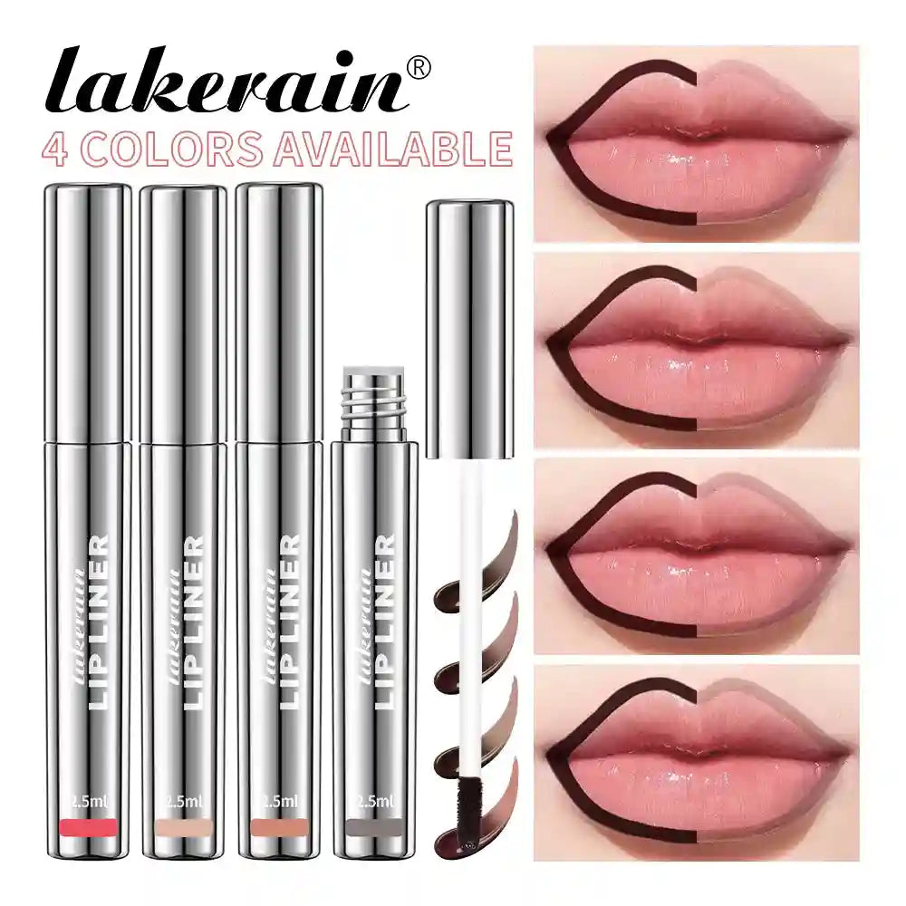 Lakerain 4-color waterproof matte peel-off lip liner set for long-lasting, defined, and moisturizing lip makeup.