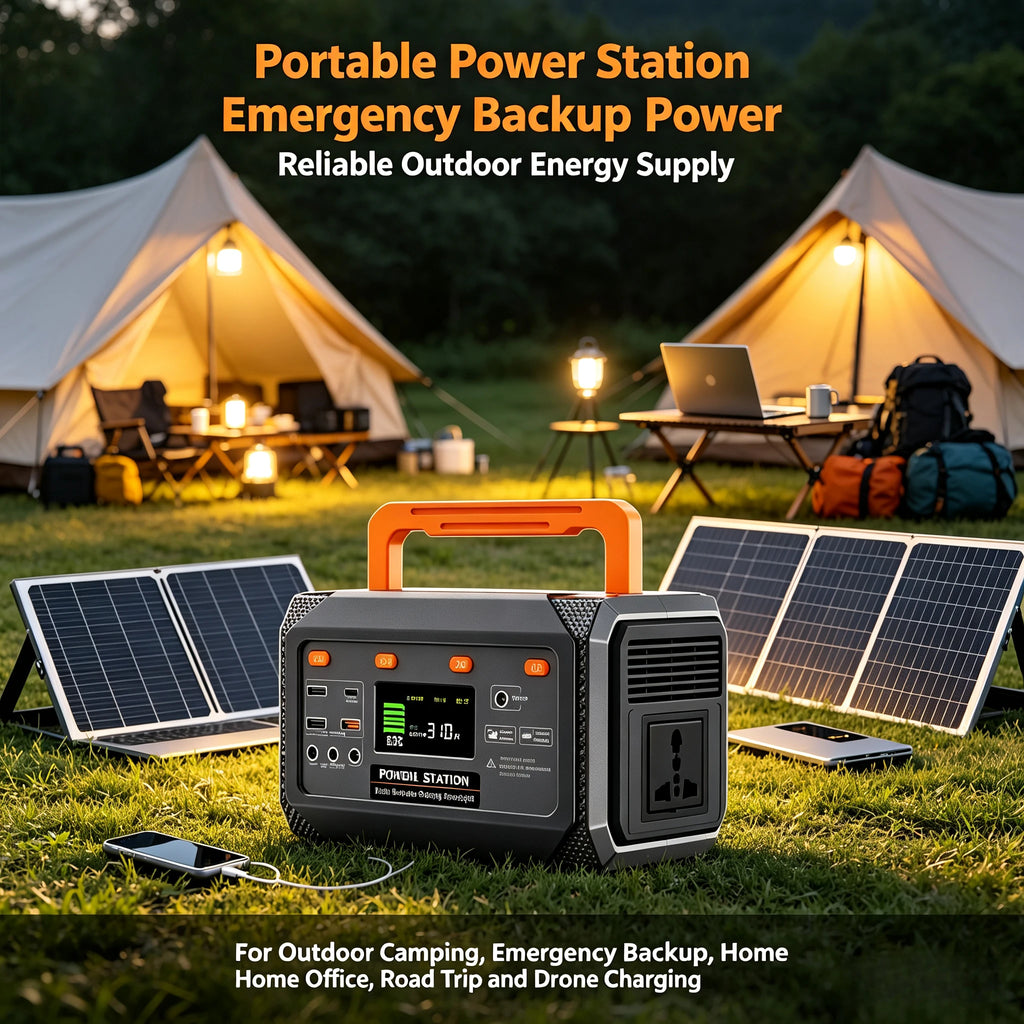 300W Portable Solar Energy Storage Power Station, Outdoor Mobile Photovoltaic Generator, 230V Output for Camping Travel Home Use