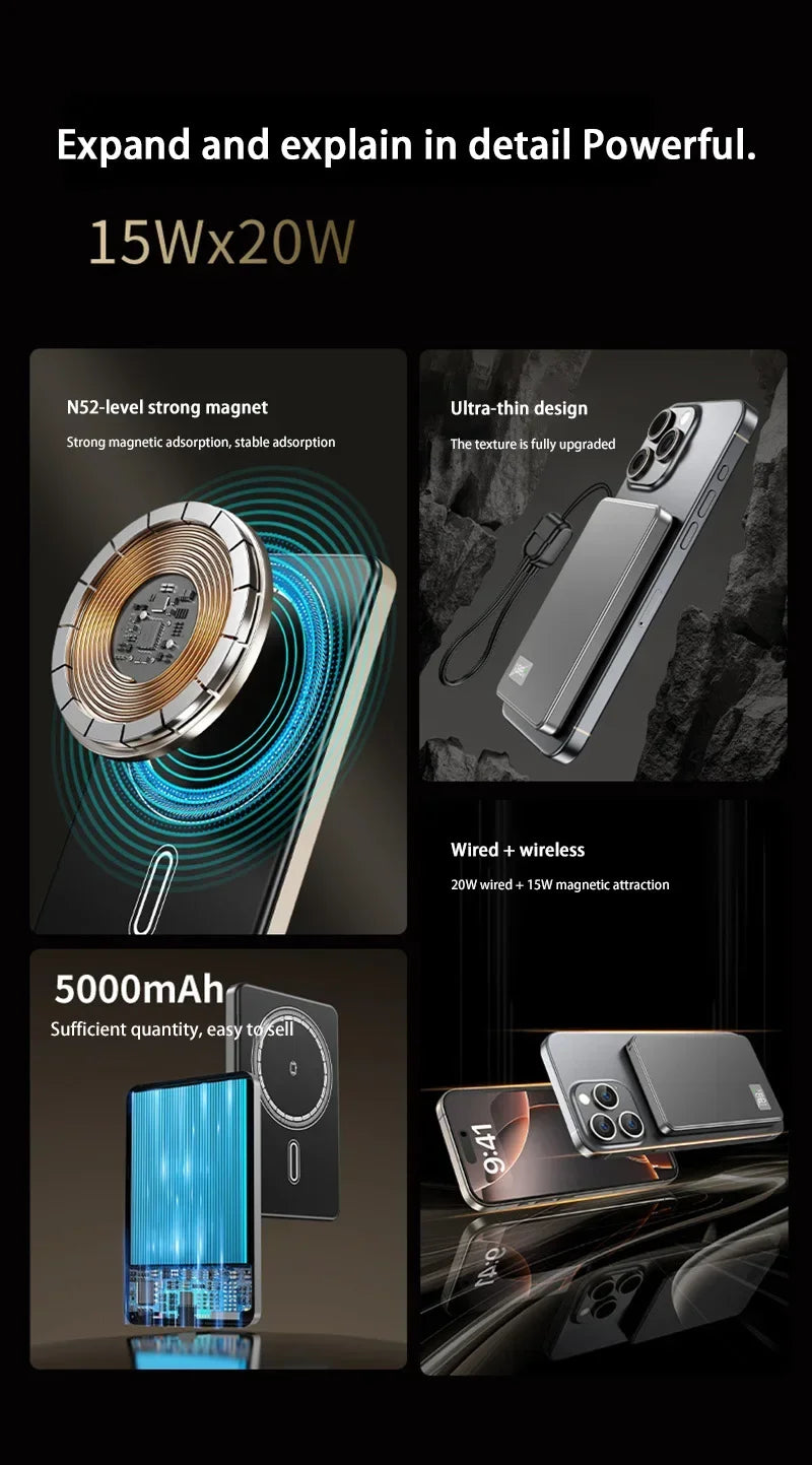 Tidesmit 50000mAh Magnetic Power Bank - 120W PD Fast Charging Portable Tidesmit