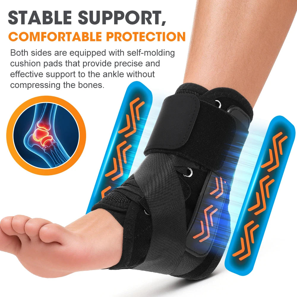 Foot Ankle Support Brace for for Arthritis Tendonitis Sprain Injuries with Side Stabilizers Women Men 360° Protect Foot Brace