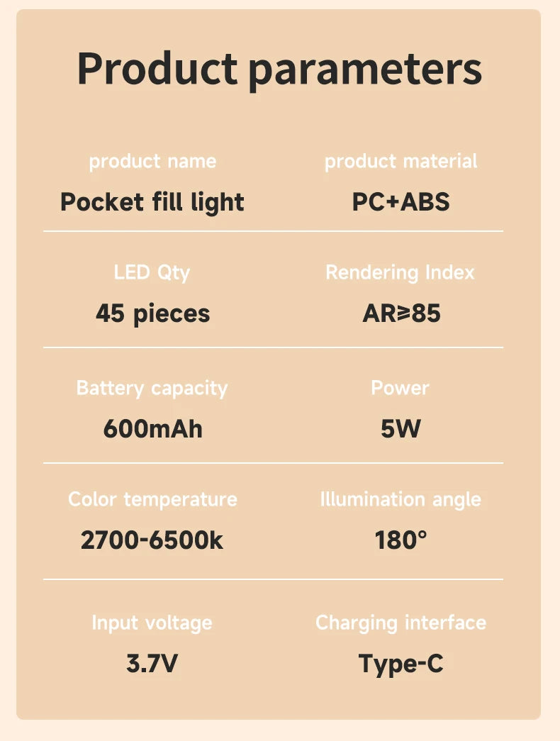 Portable LED Selfie Light - Rechargeable Video Lighting for Content Creation Tidesmit
