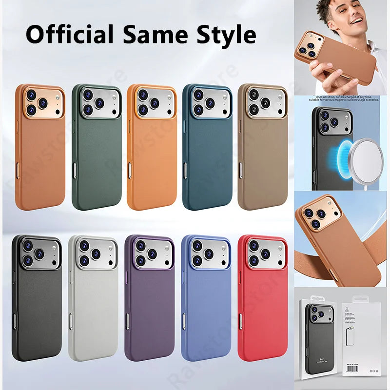 MagSafe Leather Phone Case for iPhone 17 Pro - Slim Shock-Absorbing Cover Tidesmit