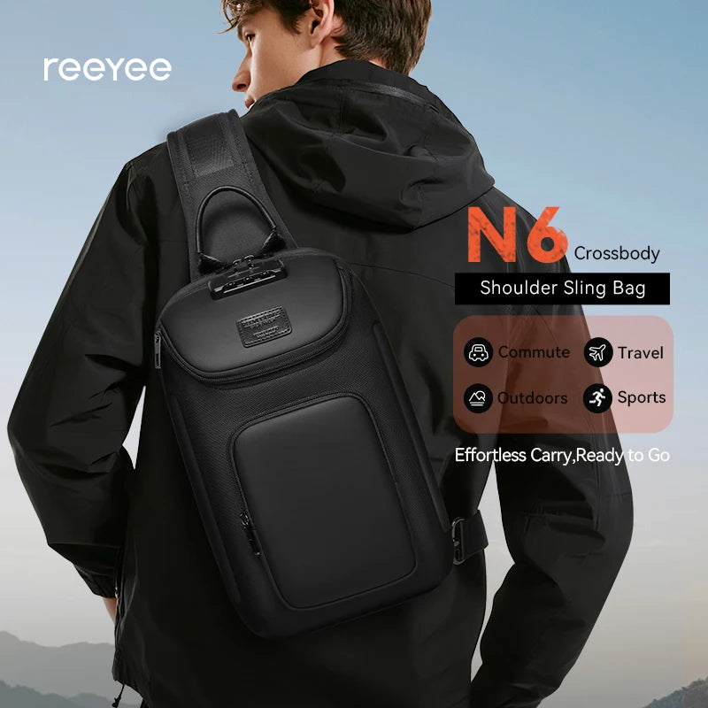 ReeYee N6 6L Sling Chest Bag, Combination Lock Security Crossbody Pack, Unique Design with Smart Organization Compartments