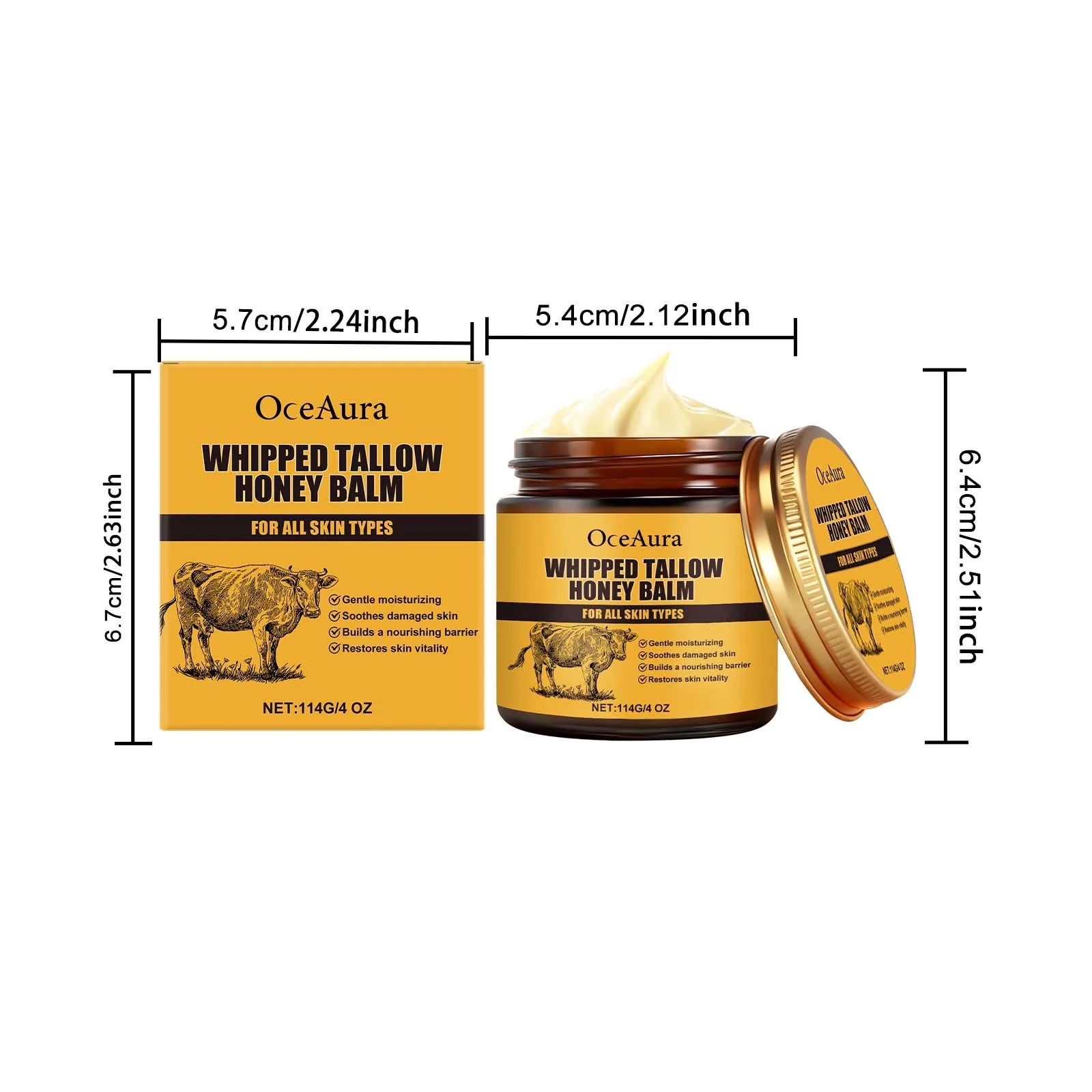 Beef Tallow Honey Balm Deep Hydrating Soft Smooth Skin Damage Care Tighten Fine Lines Facial Moisturizer Rejuvenating Face Cream
