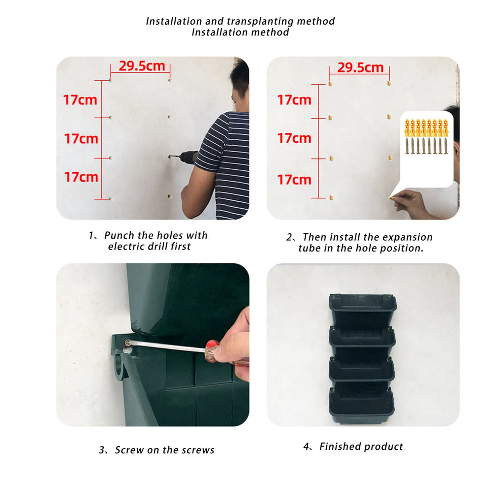 4 Pots Vertical Garden Wall Planter For Growing Flowers/Vegetables Or Other Different Kinds Of Plants Breathable/Space-Saving