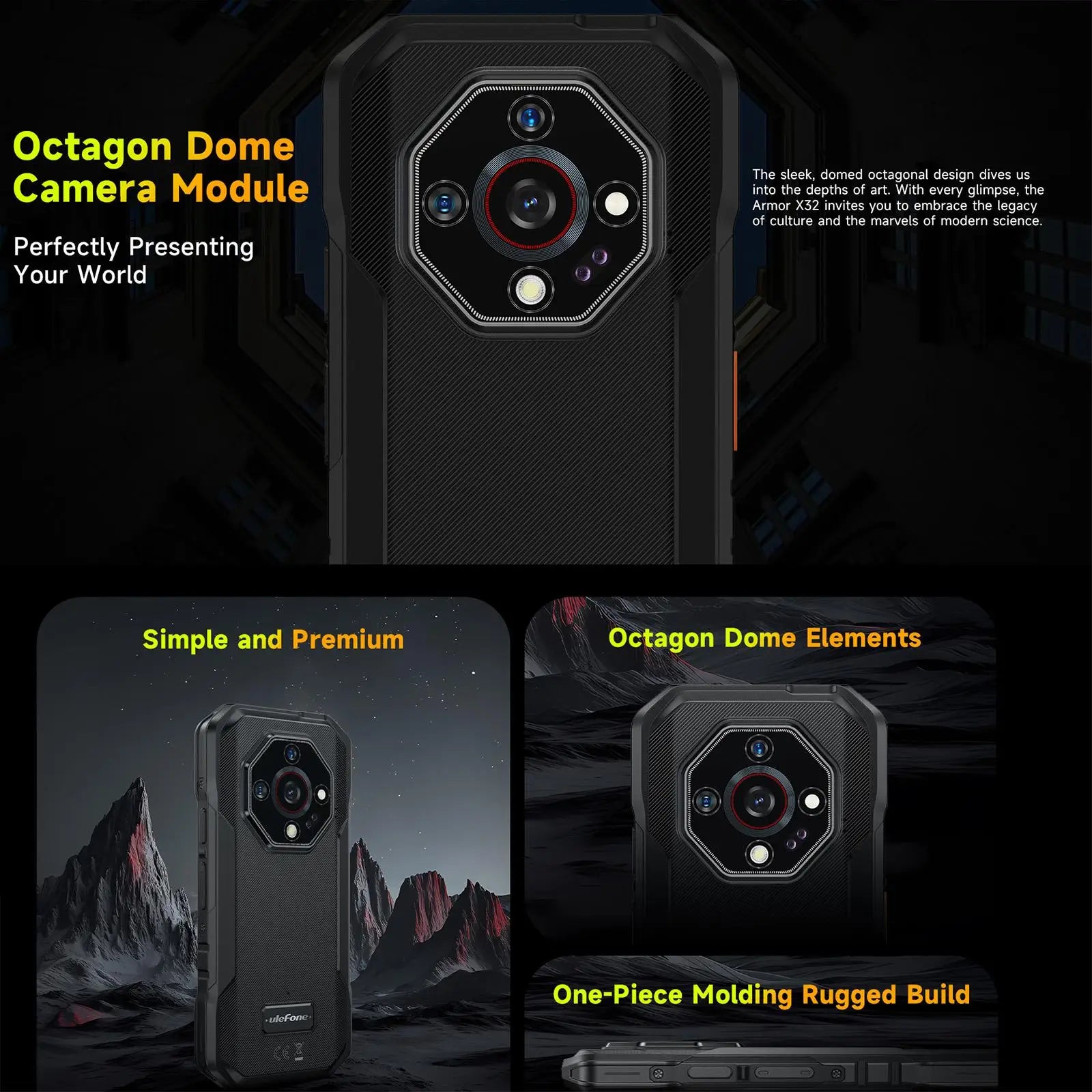 Ulefone Armor X32 Rugged Phone 6GB+128GB Night Vision 5.65 inch Global Version Android 14 MediaTek Helio G91 4G NFC Smartphone
