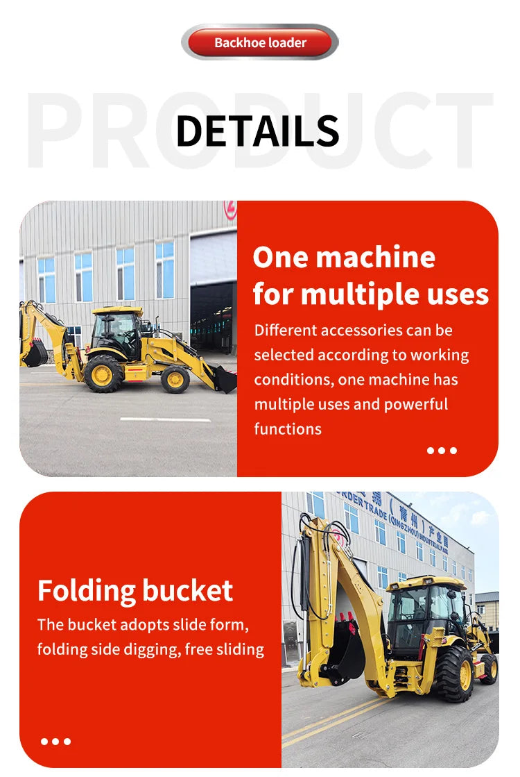Customized Factory Direct Sales Backhoe Excavator Front End Loader 4x4 1.6 Ton 2.5 Ton Backhoe Loader