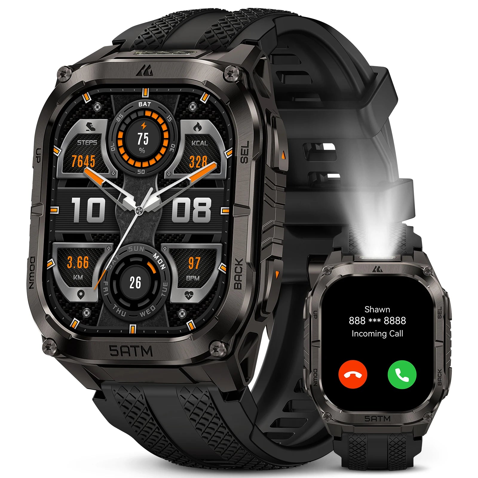 KOSPET TANK M4C Smartwatch for Men Tactical Outdoor Watch with Walkie-Talkie & GPS Military-Grade Durability 5ATM Waterproof