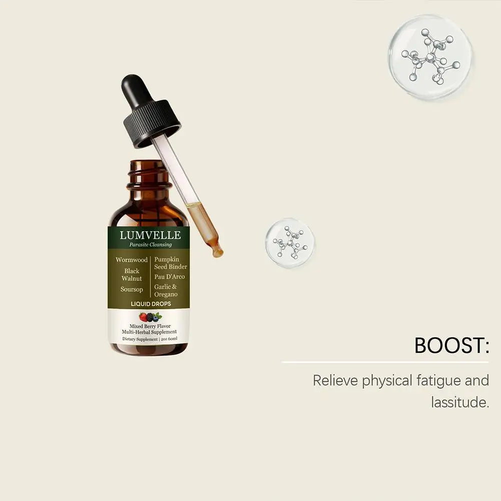 Lumvelle Wild Harvested Wormwood Liquid Drops with 7 Plant Ingredients Gut Cleaning Support & Digestive Balance Daily Wellness