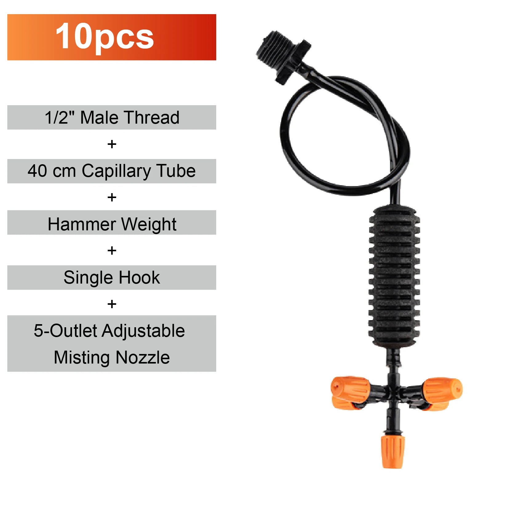 360 Degree Rotating Irrigation Sprinkler Misting Nozzle Hanging Spray Greenhouse Cooling Dust Suppression System