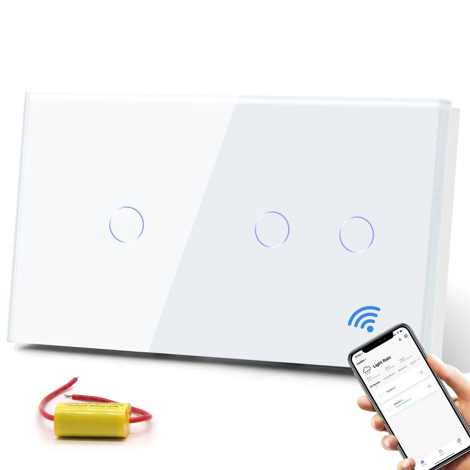 WiFi Smart Light Switch Touch Glass Panel - App-Controlled Automation 1G 2G WIFI Switch Tidesmit