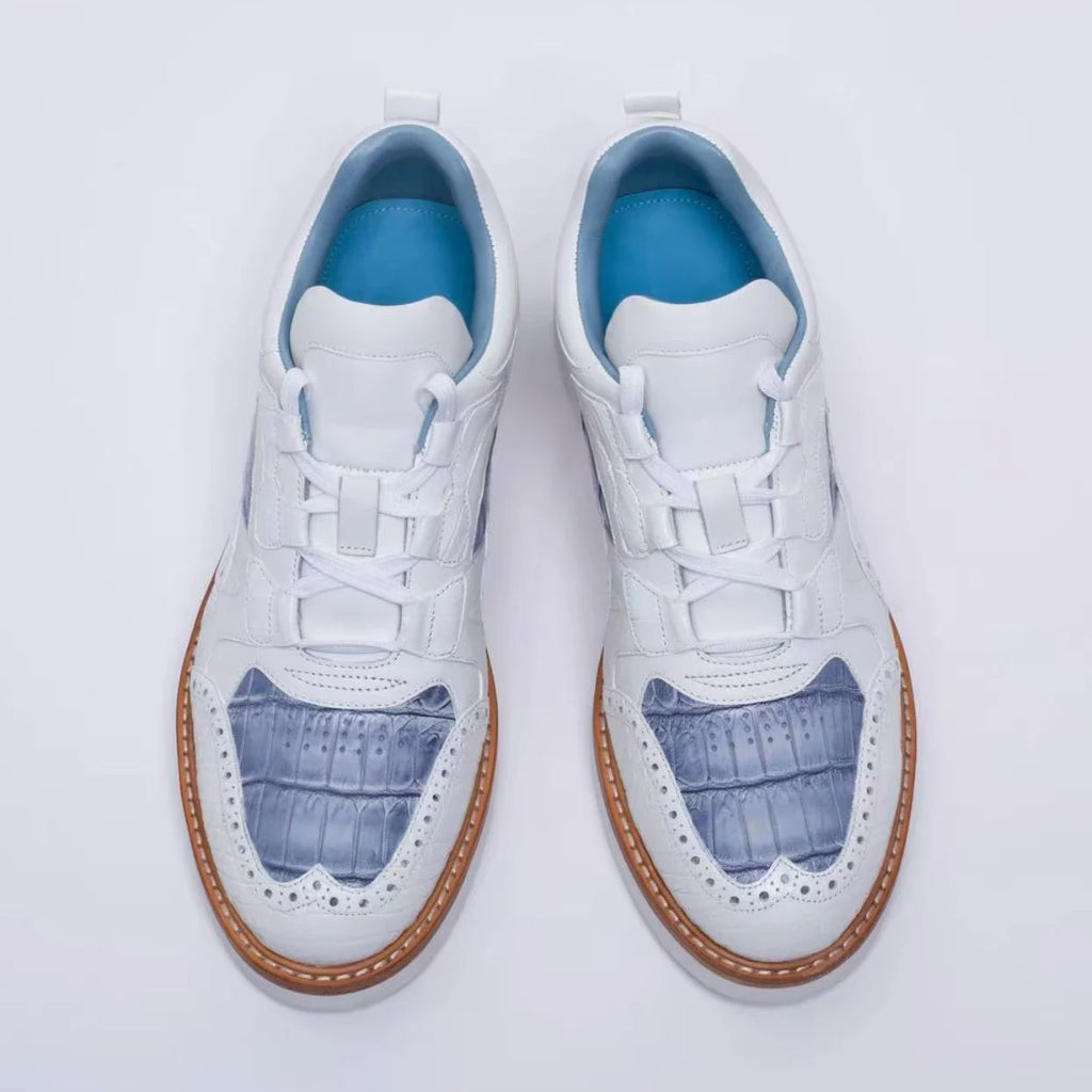 sanyeshechiping new men sports shoes male crocodile shoes white blue teo color men shoes fashion leisure running shoes
