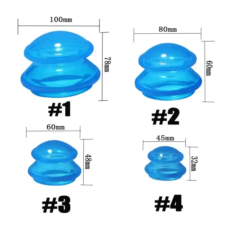 Silicone Cupping Therapy Set - 4 Piece Cellulite Massage Kit Massage Roller Tidesmit