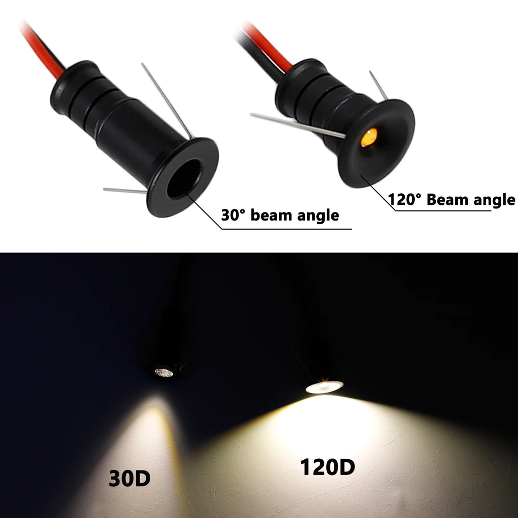 Small Spot Light 0.5W Mini LED Spotlight 12V Dimmable 10mm Cutout Recessed Downlight Ceiling Lamp Showcase Display Lighting