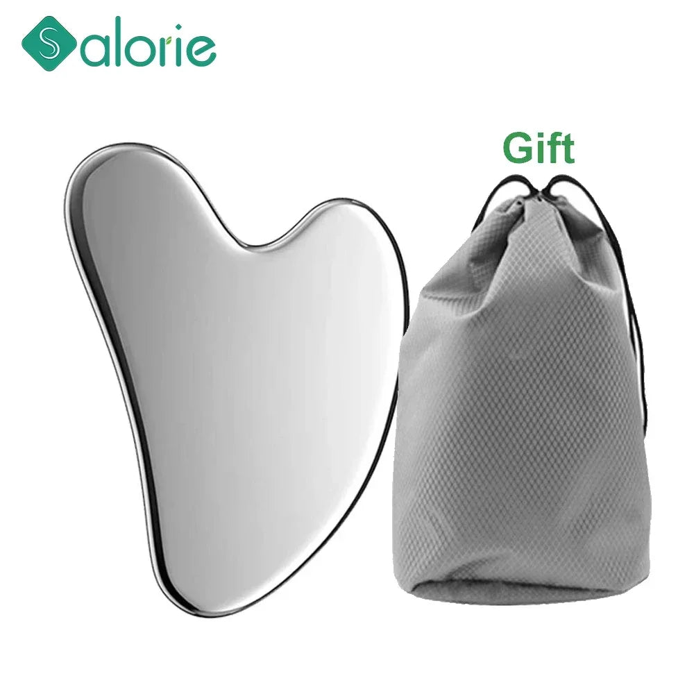 Stainless Steel Gua Sha Face Massager for Lymphatic Drainage Body Shaping Massage Equipment A and bag Tidesmit