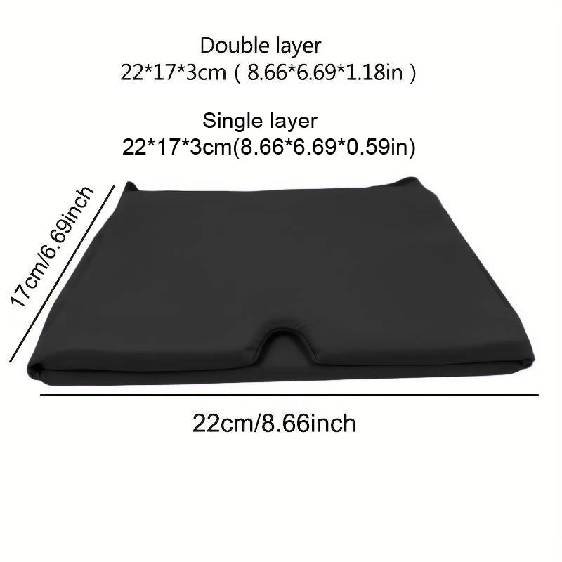 Black gel ice pack headache hat dimensions and sizing guide for single or double layer migraine relief cap.