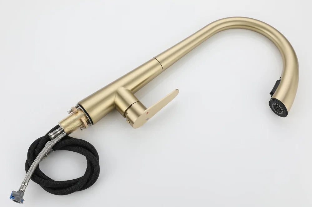 Stainless Steel Gold Kitchen Faucet Brushed Gold Kitchen Hot and Cold Water Faucet Washbasin Sink Faucet